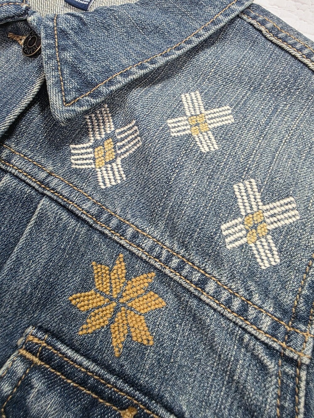 Chaps Embroidered Denim Jacket - Blue - Picture 9 of 13